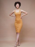 SASSAFRAS BASICS Rib Square Neck Bodycon Dress