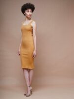 SASSAFRAS BASICS Rib Square Neck Bodycon Dress - Image 3