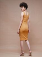 SASSAFRAS BASICS Rib Square Neck Bodycon Dress - Image 4