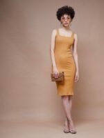 SASSAFRAS BASICS Rib Square Neck Bodycon Dress - Image 5