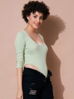 SASSAFRAS BASICS Ribbed Round Neck Bodysuit