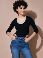 SASSAFRAS BASICS Ribbed Round Neck Bodysuit - Image 5