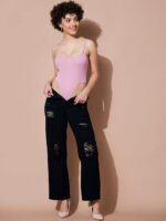 SASSAFRAS BASICS Ribbed Shoulder Straps Bodysuit - Image 5