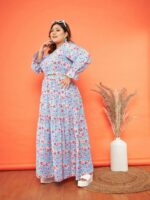 SASSAFRAS Curve Women Floral Printed Crepe Dress - Image 4