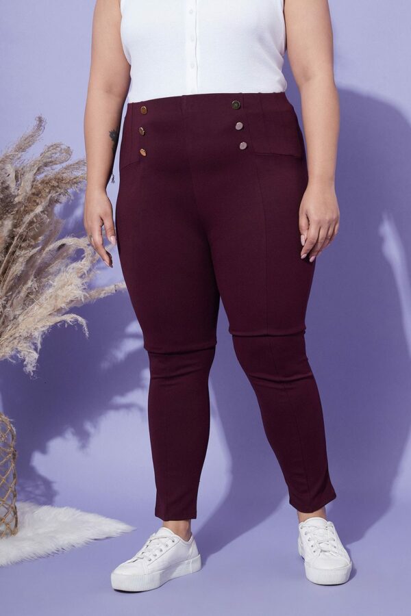 SASSAFRAS Curve Women Plus Size Mid-Rise Slim Fit Jeggings
