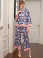 SASSAFRAS alt-laze Floral Printed Notched Collar Shirt With Palazzo