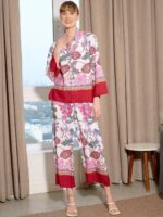 SASSAFRAS alt-laze Floral Printed Shirt Collar Shirt With Palazzo
