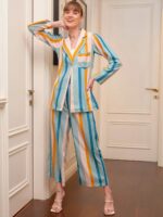 SASSAFRAS alt-laze Striped Notched Collar Shirt With Palazzo