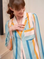 SASSAFRAS alt-laze Striped Notched Collar Shirt With Palazzo - Image 2