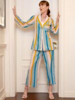 SASSAFRAS alt-laze Striped Notched Collar Shirt With Palazzo - Image 4