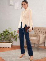 SASSAFRAS worklyf Women Flared High-Rise Easy Wash Trousers - Image 4