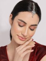 SOHI Silver-Plated White AD-Studded Maangtikka - Image 2