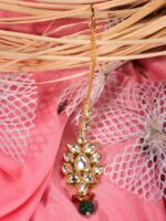 Saraf RS Jewellery Gold-Plated White Kundan-Studded & Beaded Maang Tikka