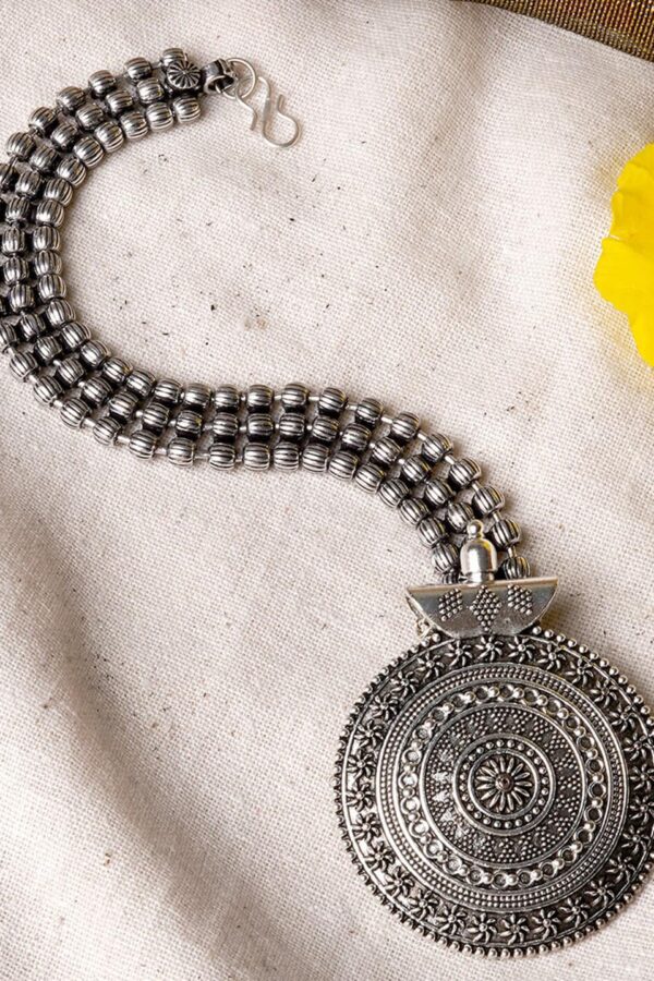 TEEJH Women Oxidised Silver-Plated Maang Tikka