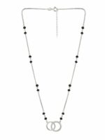 VANBELLE Rhodium-Plated Silver Stone-Studded Mangalsutra Set - Image 2