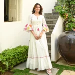 White Flower Patch Dress