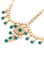 Zaveri Pearls Gold Plated White & Green Kundan Studded Head Jewellery - Image 6