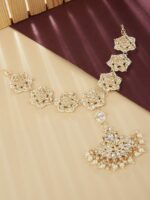 Zaveri Pearls Gold-Plated White Kundan-Studded & Pearl Beaded Maatha Patti - Image 2