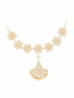 Zaveri Pearls Gold-Plated White Kundan-Studded & Pearl Beaded Maatha Patti - Image 6