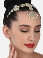 Zaveri Pearls Gold-Plated White Kundan-Studded & Pearl Beaded Mathapatti