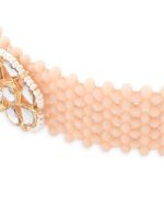 Zaveri Pearls Peach Coloured Choker Necklace Earring & Ring Set - Image 3