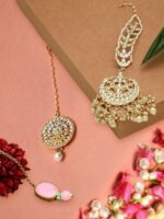 Zaveri Pearls Set of 3 Gold Tone Kundan Maangtikka