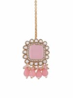 Zaveri Pearls Women Set of 3 Gold-Plated Pink & Green Kundan Studded Maang Tikka - Image 6