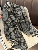 Black & Cream Silk Long Hijab