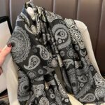 Black & Cream Silk Long Hijab - Image 3