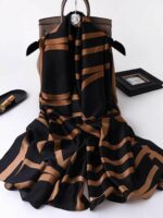Premium Black & Bronze Silk Long Hijab