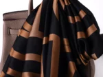 Premium Black & Bronze Silk Long Hijab - Image 5