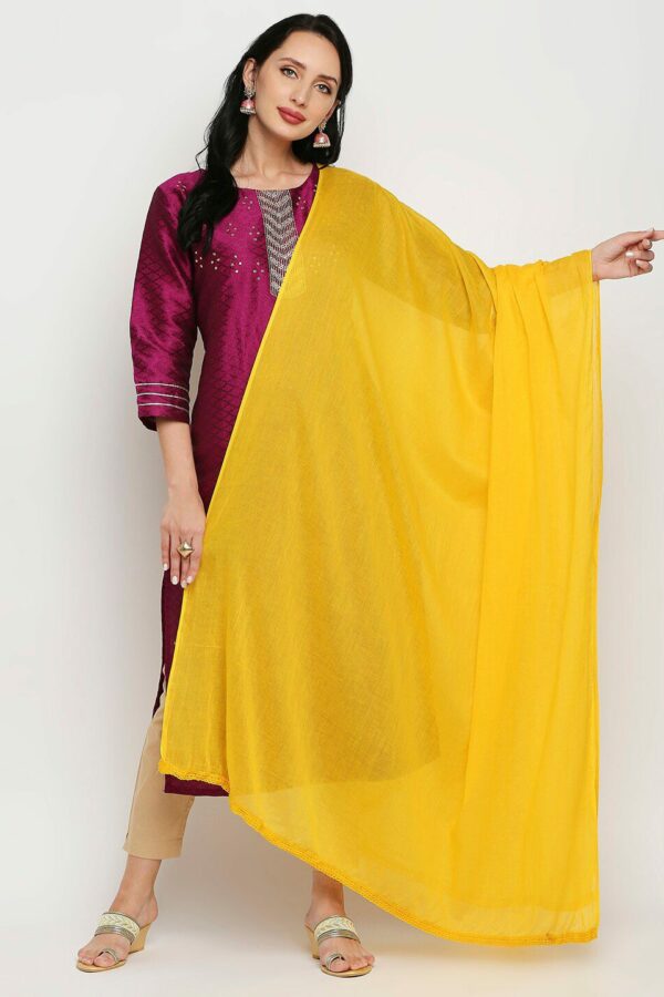 Dupatta Bazaar Women Yellow Cotton Dupatta