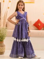 pspeaches Girls Ethnic Motifs Printed Regular Pure Cotton Kurti with Sharara - Image 2