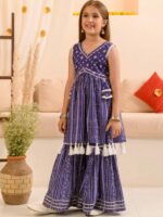 pspeaches Girls Ethnic Motifs Printed Regular Pure Cotton Kurti with Sharara - Image 3