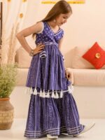 pspeaches Girls Ethnic Motifs Printed Regular Pure Cotton Kurti with Sharara - Image 6
