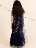 pspeaches Girls Floral Embroidered Layered Kurta with Sharara & With Dupatta - Image 3