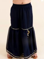 pspeaches Girls Floral Embroidered Layered Kurta with Sharara & With Dupatta - Image 5