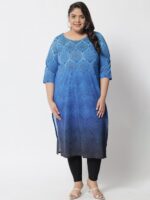 Amydus Plus Size Ethnic Motifs Printed Straight Kurta - Image 7
