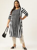 Amydus Plus Size Round Neck Striped Kurta - Image 5