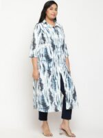 Amydus Tie & Dye Shibori Dyed Shirt Collar Curved Kurta - Image 3