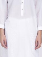 First Resort by Ramola Bachchan Mandarin Collar Cuffed Sleeves Pure Cotton Kurta - Image 2