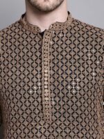 Jompers Geometric Self Design Thread Work Pure Cotton Kurta With Pyjamas - Image 2