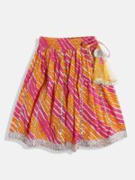 Readiprint Fashions Girls White & Pink Printed Ready to Wear Lehenga & Blouse With Dupatta - Image 3