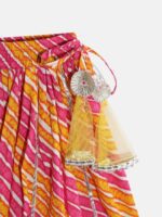 Readiprint Fashions Girls White & Pink Printed Ready to Wear Lehenga & Blouse With Dupatta - Image 7