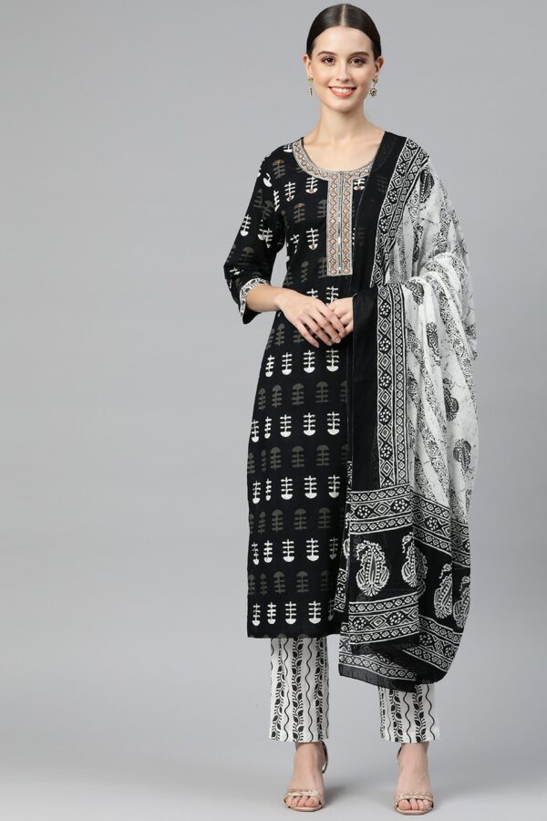 Readiprint Fashions Women Ethnic Motifs Mirror Work Kurta with Palazzos & With Dupatta