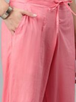 Readiprint Fashions Women Pink Floral Embroidered Regular Sequinned Pure Cotton Kurta with Palazzos - Image 3
