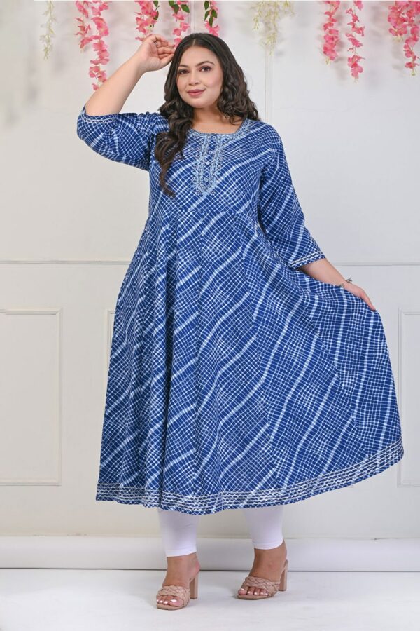 Swasti Checked Embroidered Fit & Flare Midi Dress