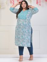 Swasti Plus Size Floral Printed Pure Cotton Kurta - Image 4