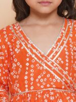 Bitiya by Bhama Girls Bandhani Printed Angrakha Gotta Patti Pure Cotton Kurta with Sharara - Image 2