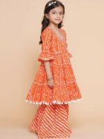 Bitiya by Bhama Girls Bandhani Printed Angrakha Gotta Patti Pure Cotton Kurta with Sharara - Image 3